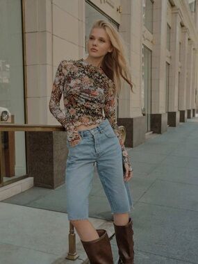Promesa Floral Mesh Long-Sleeve Top